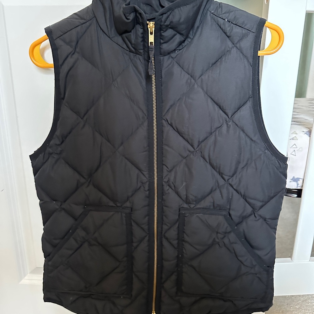Jcrew Black Quilted Vest with Gold Zipper